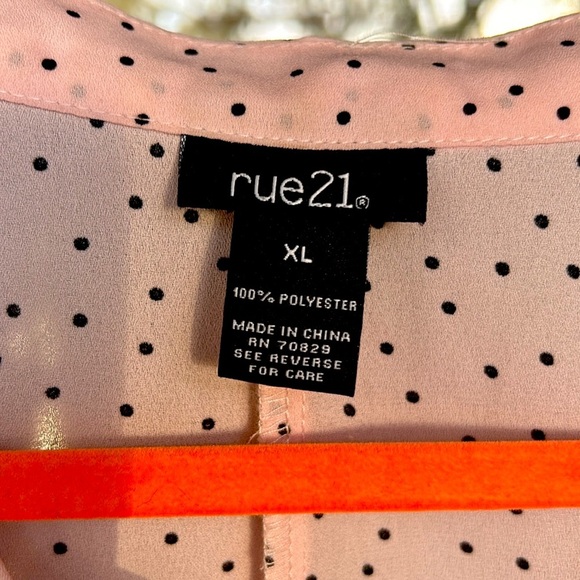 Rue21 women’s pink and black polka dot top - Picture 2 of 6